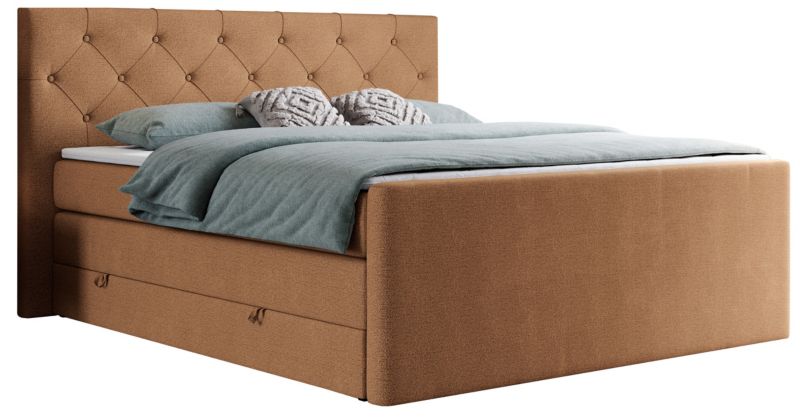 Łóżko kontynentalne MKS Meble KING VELEN 140x200 H4 pomarańczowy struktura 1szt.