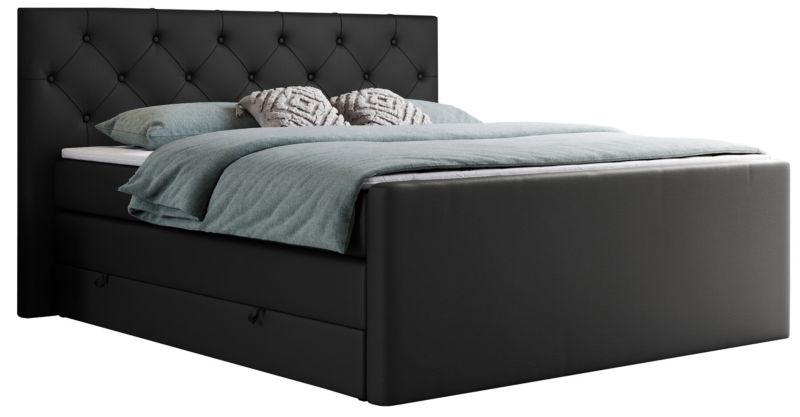 Łóżko kontynentalne MKS Meble KING VELEN 160x200 H3 czarny ekoskóra 1szt.