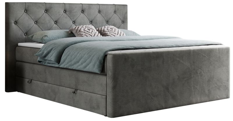 Łóżko kontynentalne MKS Meble KING VELEN 180x200 H4 ciemnoszary welwet 1szt.