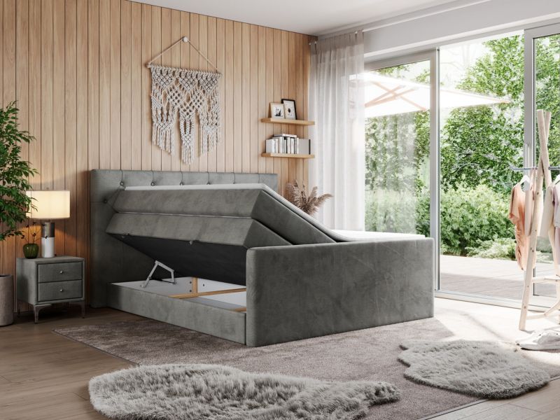 Łóżko kontynentalne MKS Meble KING VELEN 180x200 H4 ciemnoszary welwet 1szt.