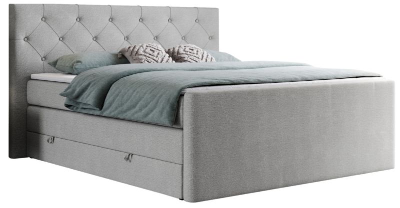 Łóżko kontynentalne MKS Meble KING VELEN 180x200 H4 jasnoszary struktura 1szt.