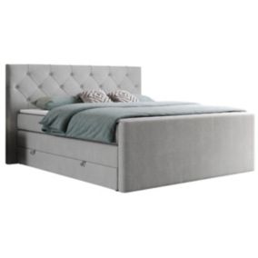Łóżko kontynentalne MKS Meble KING VELEN 180x200 H4 jasnoszary struktura 1szt.