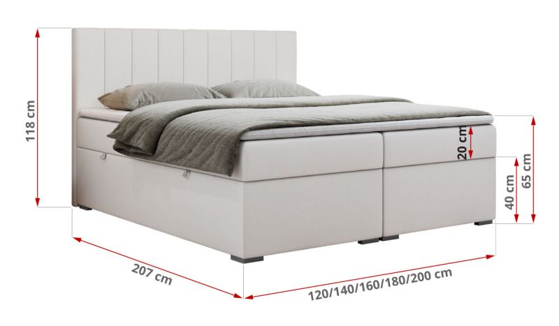 Łóżko kontynentalne MKS Meble LOPE 180x200 H3 biały ekoskóra 1szt.