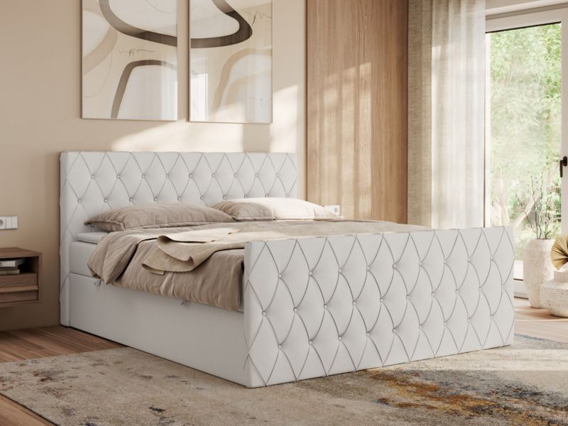 Łóżko kontynentalne MKS Meble MIREN DUO 120x200 H3 Biały ecoskóra 1szt.