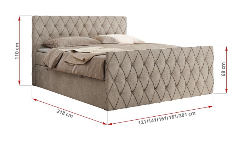 Łóżko kontynentalne MKS Meble MIREN DUO 120x200 H4 Beżowy struktura 1szt.