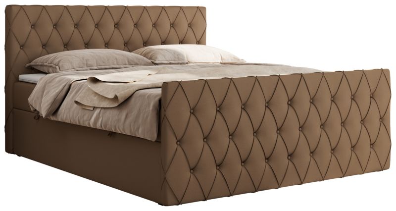 Łóżko kontynentalne MKS Meble MIREN DUO 140x200 H4 Brązowy ecoskóra 1szt.
