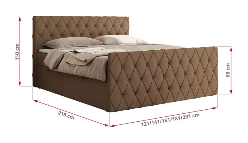 Łóżko kontynentalne MKS Meble MIREN DUO 140x200 H4 Brązowy ecoskóra 1szt.