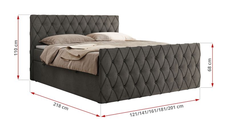 Łóżko kontynentalne MKS Meble MIREN DUO 160x200 H3 Ciemnoszary welvet 1szt.