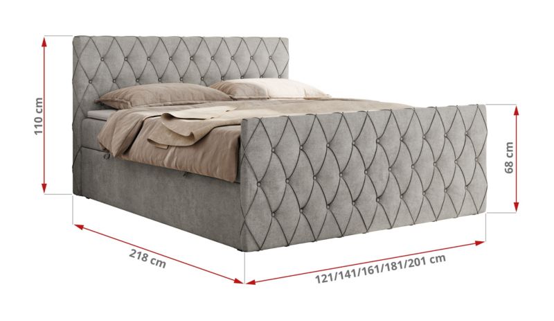 Łóżko kontynentalne MKS Meble MIREN DUO 160x200 H3 Jasnoszary struktura 1szt.