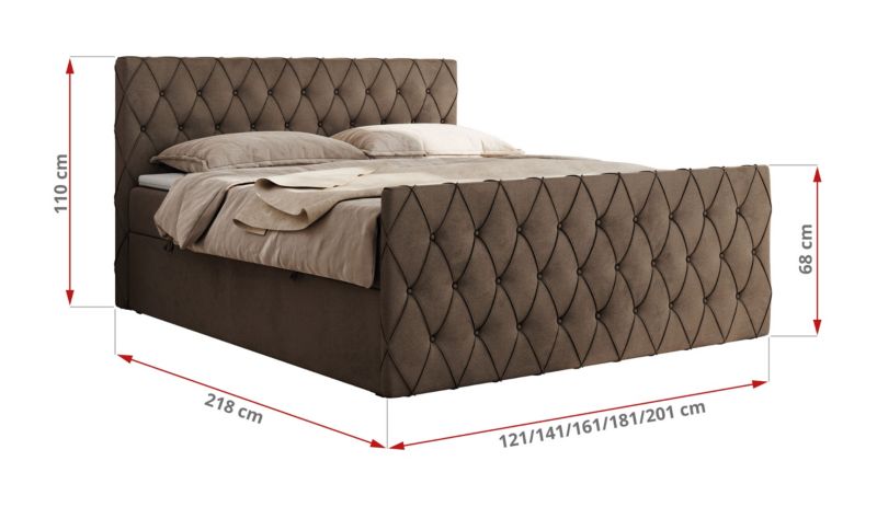 Łóżko kontynentalne MKS Meble MIREN DUO 160x200 H4 Brązowy welvet 1szt.