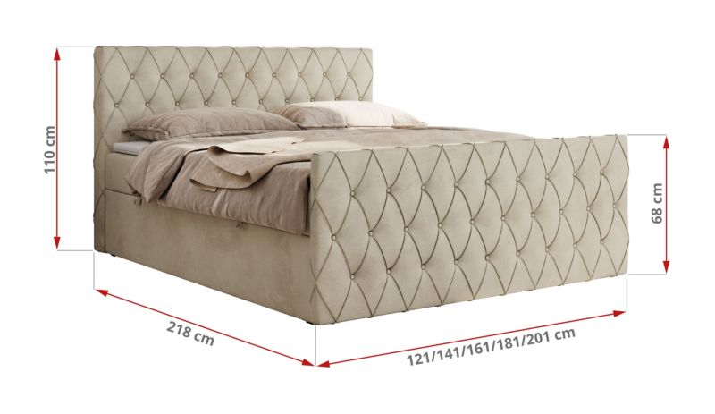 Łóżko kontynentalne MKS Meble MIREN DUO 180x200 H3 Beżowy welvet 1szt.