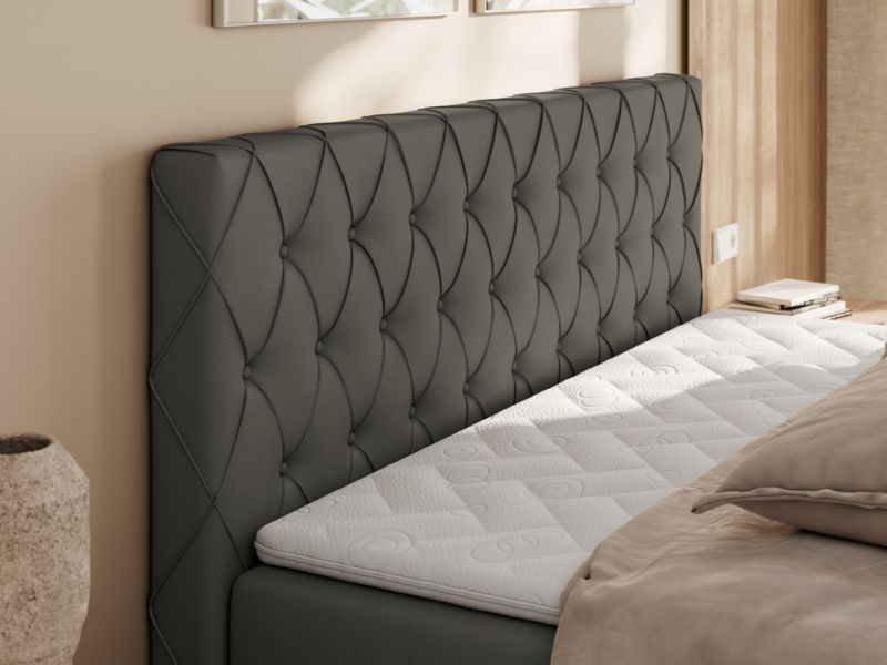 Łóżko kontynentalne MKS Meble MIREN DUO 180x200 H3 Szary ecoskóra 1szt.