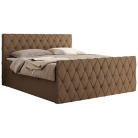 Łóżko kontynentalne MKS Meble MIREN DUO 180x200 H4 Brązowy ecoskóra 1szt.