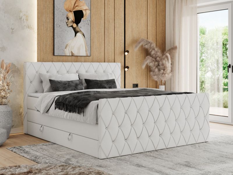 Łóżko kontynentalne MKS Meble MIREN KING DUO 120x200 H3 Biały ecoskóra 1szt.