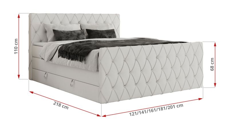 Łóżko kontynentalne MKS Meble MIREN KING DUO 120x200 H3 Biały ecoskóra 1szt.