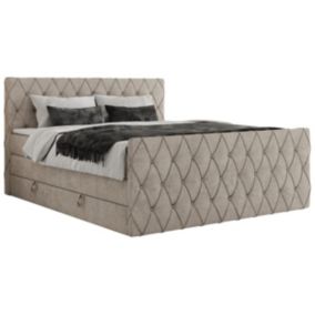 Łóżko kontynentalne MKS Meble MIREN KING DUO 140x200 H4 Beżowy struktura 1szt.