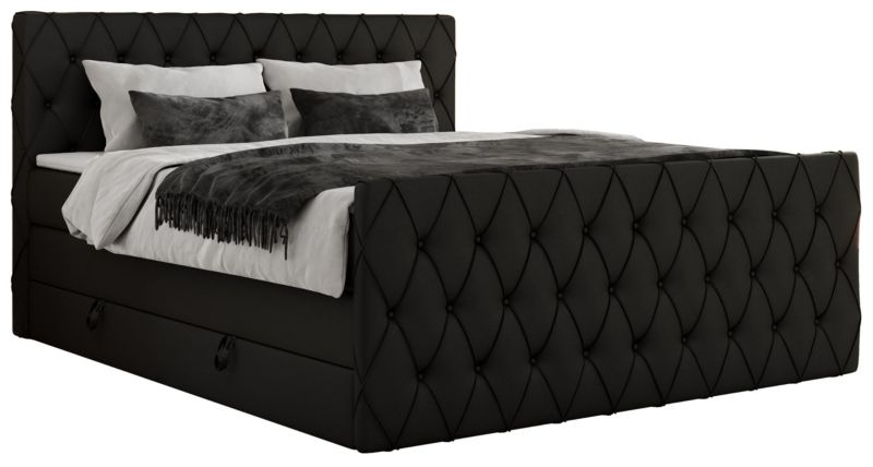 Łóżko kontynentalne MKS Meble MIREN KING DUO 160x200 H3 Czarny ecoskóra 1szt.
