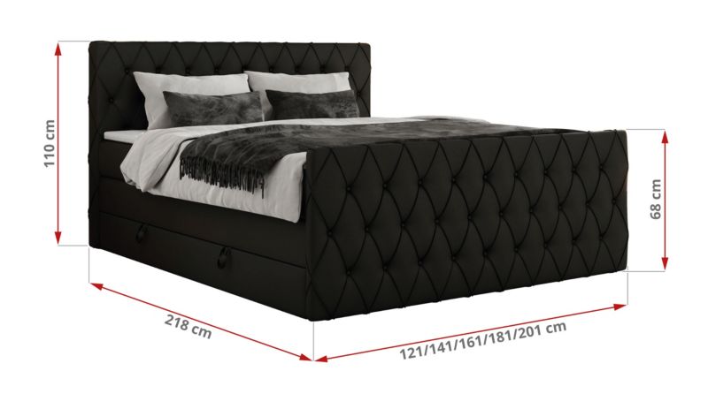 Łóżko kontynentalne MKS Meble MIREN KING DUO 160x200 H3 Czarny ecoskóra 1szt.