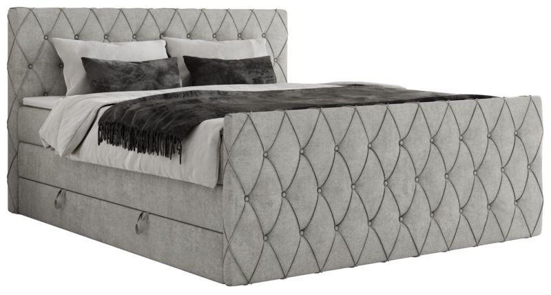 Łóżko kontynentalne MKS Meble MIREN KING DUO 160x200 H3 Jasnoszary struktura 1szt.