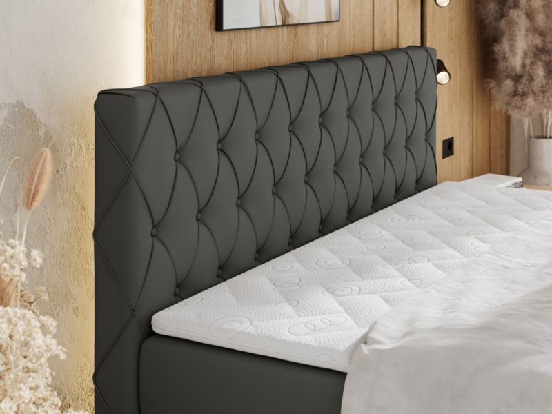 Łóżko kontynentalne MKS Meble MIREN KING DUO 160x200 H3 Szary ecoskóra 1szt.