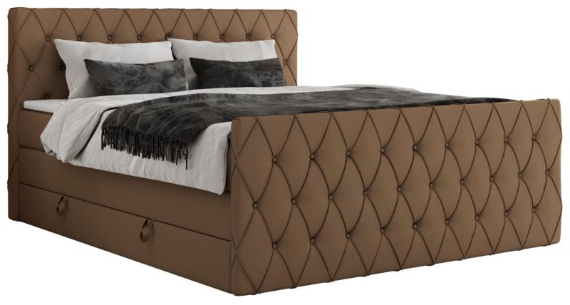 Łóżko kontynentalne MKS Meble MIREN KING DUO 160x200 H4 Brązowy ecoskóra 1szt.