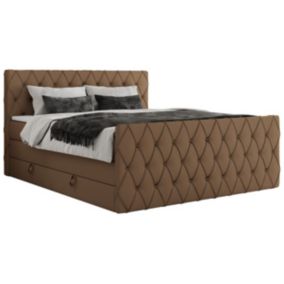 Łóżko kontynentalne MKS Meble MIREN KING DUO 160x200 H4 Brązowy ecoskóra 1szt.