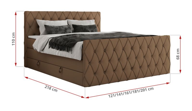 Łóżko kontynentalne MKS Meble MIREN KING DUO 160x200 H4 Brązowy ecoskóra 1szt.