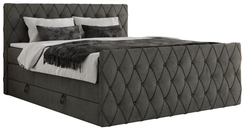 Łóżko kontynentalne MKS Meble MIREN KING DUO 160x200 H4 Ciemnoszary welvet 1szt.