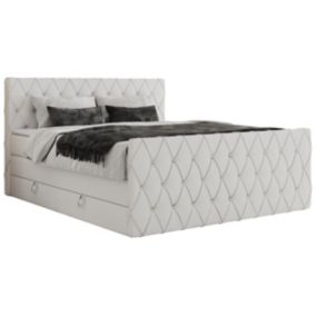 Łóżko kontynentalne MKS Meble MIREN KING DUO 180x200 H3 Biały ecoskóra 1szt.