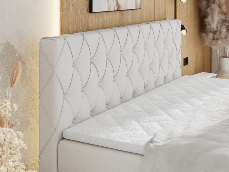 Łóżko kontynentalne MKS Meble MIREN KING DUO 180x200 H3 Biały ecoskóra 1szt.