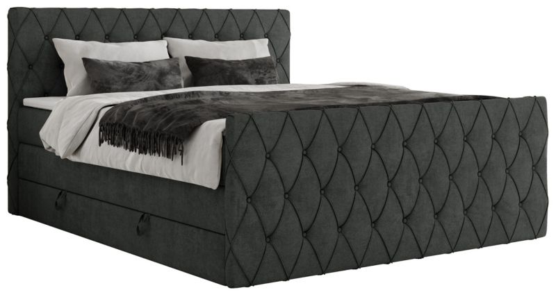 Łóżko kontynentalne MKS Meble MIREN KING DUO 180x200 H3 Ciemnoszary struktura 1szt.