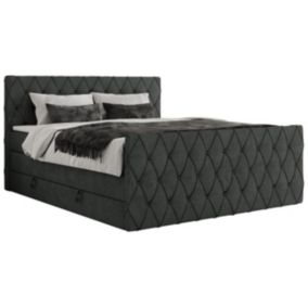 Łóżko kontynentalne MKS Meble MIREN KING DUO 180x200 H3 Ciemnoszary struktura 1szt.