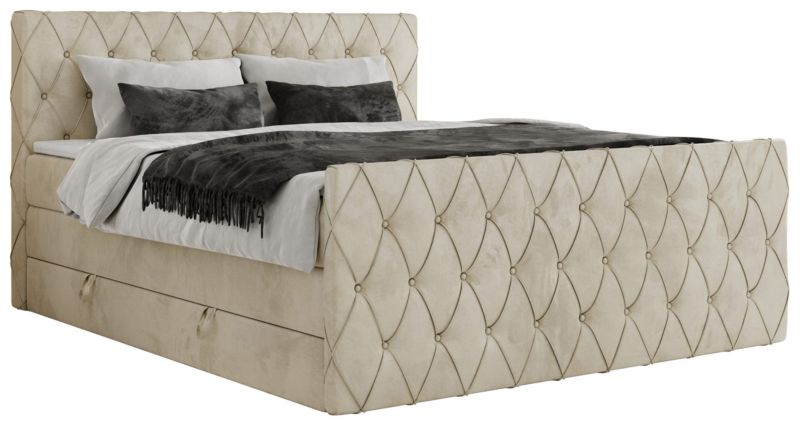Łóżko kontynentalne MKS Meble MIREN KING DUO 200x200 H3 Beżowy welvet 1szt.