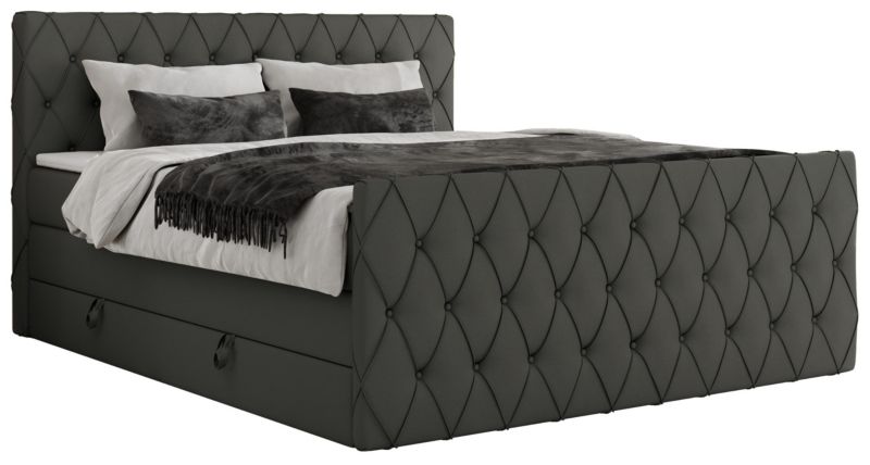 Łóżko kontynentalne MKS Meble MIREN KING DUO 200x200 H3 Szary ecoskóra 1szt.