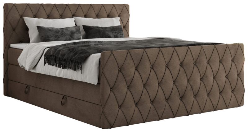 Łóżko kontynentalne MKS Meble MIREN KING DUO 200x200 H4 Brązowy welvet 1szt.