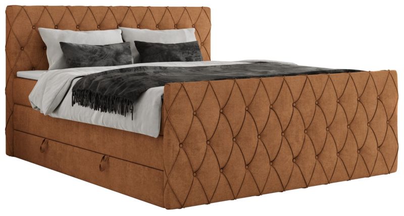 Łóżko kontynentalne MKS Meble MIREN KING DUO 200x200 H4 Pomarańczowy struktura 1szt.