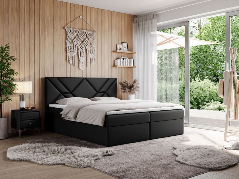 Łóżko kontynentalne MKS Meble NEOMI 180x200 H3 Czarny ecoskóra 1szt.
