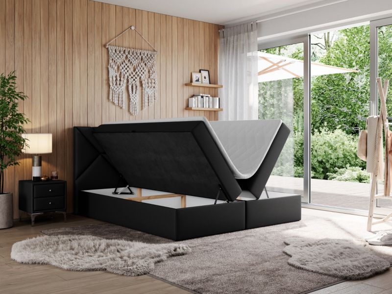 Łóżko kontynentalne MKS Meble NEOMI 180x200 H3 Czarny ecoskóra 1szt.
