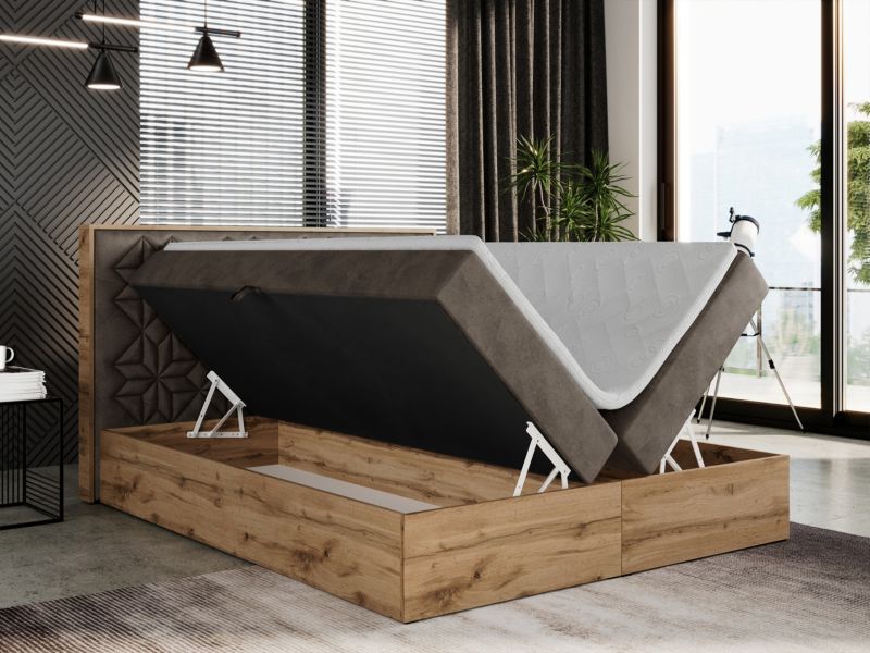Łóżko kontynentalne MKS Meble NESSI 140x200 H3 Brązowy welvet 1szt