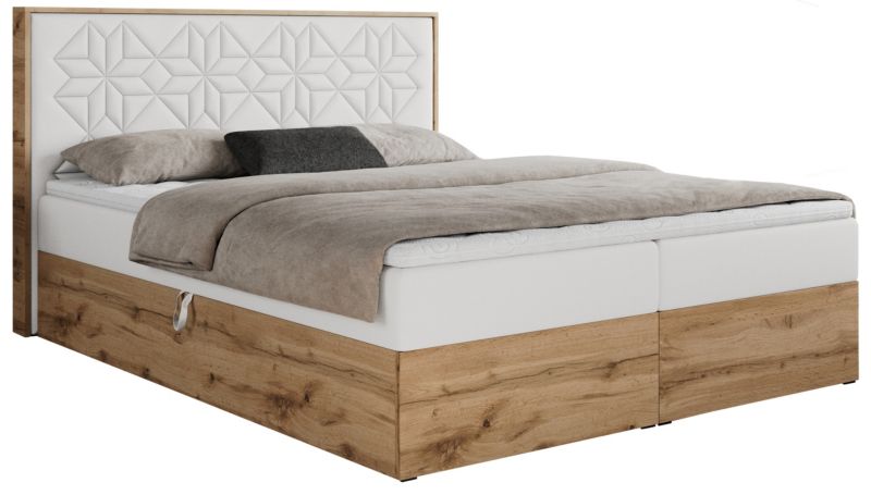 Łóżko kontynentalne MKS Meble NESSI 140x200 H4 Biały ecoskóra 1szt