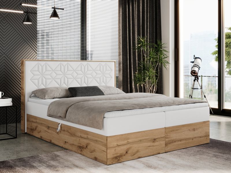 Łóżko kontynentalne MKS Meble NESSI 160x200 H3 Biały ecoskóra 1szt