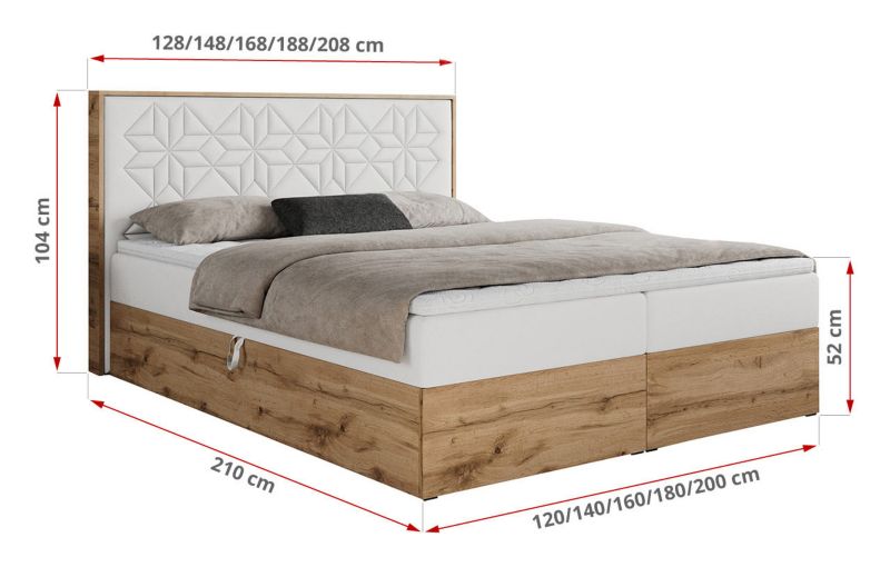 Łóżko kontynentalne MKS Meble NESSI 160x200 H3 Biały ecoskóra 1szt