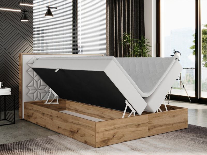 Łóżko kontynentalne MKS Meble NESSI 160x200 H3 Biały ecoskóra 1szt