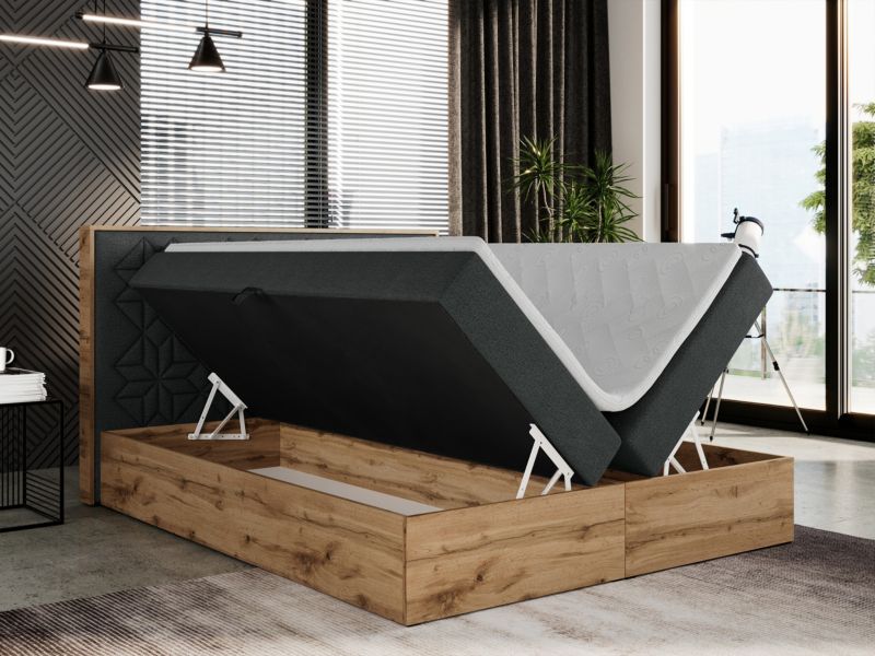 Łóżko kontynentalne MKS Meble NESSI 160x200 H3 Ciemnoszary struktura 1szt