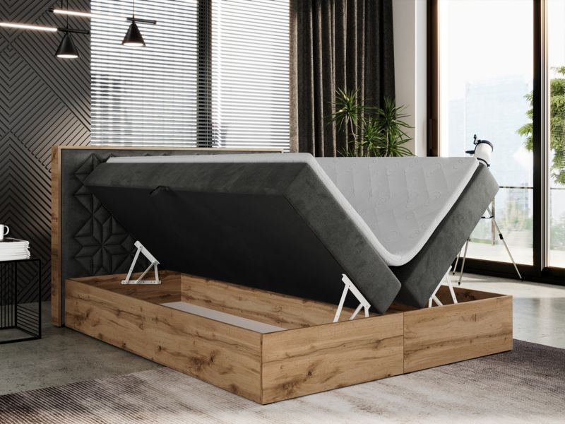 Łóżko kontynentalne MKS Meble NESSI 160x200 H3 Ciemnoszary welvet 1szt