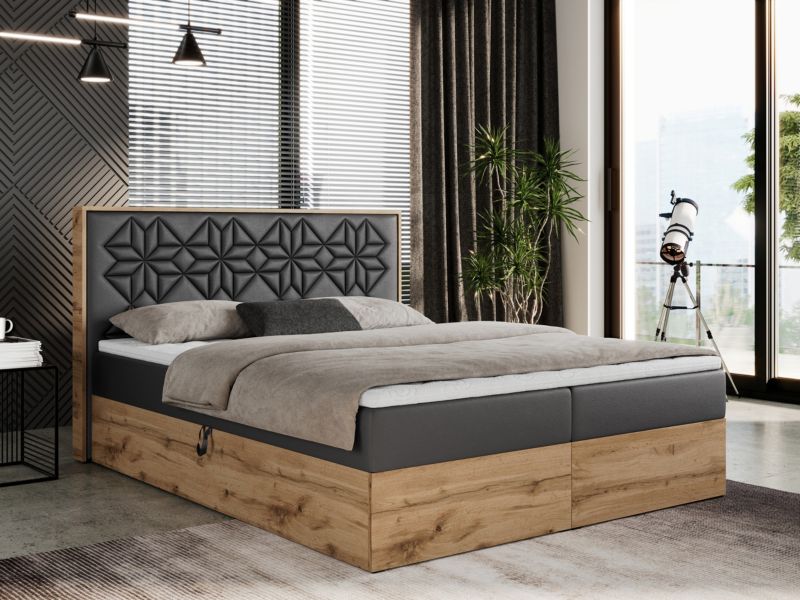 Łóżko kontynentalne MKS Meble NESSI 160x200 H3 Szary ecoskóra 1szt