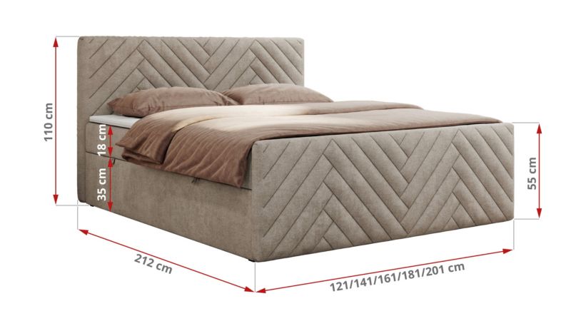 Łóżko kontynentalne MKS Meble PARIS DUO 140x200 H3 Beżowy struktura 1szt.