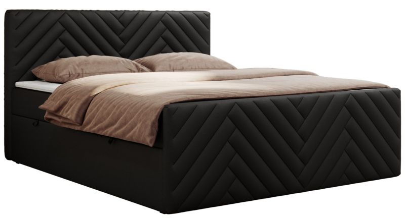 Łóżko kontynentalne MKS Meble PARIS DUO 160x200 H3 Czarny ecoskóra 1szt.