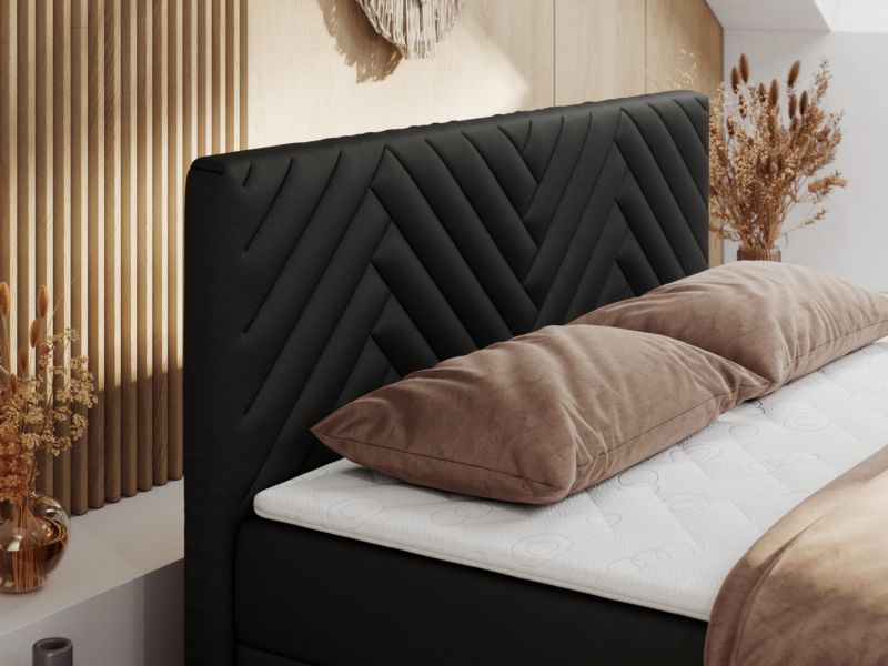 Łóżko kontynentalne MKS Meble PARIS DUO 160x200 H3 Czarny ecoskóra 1szt.