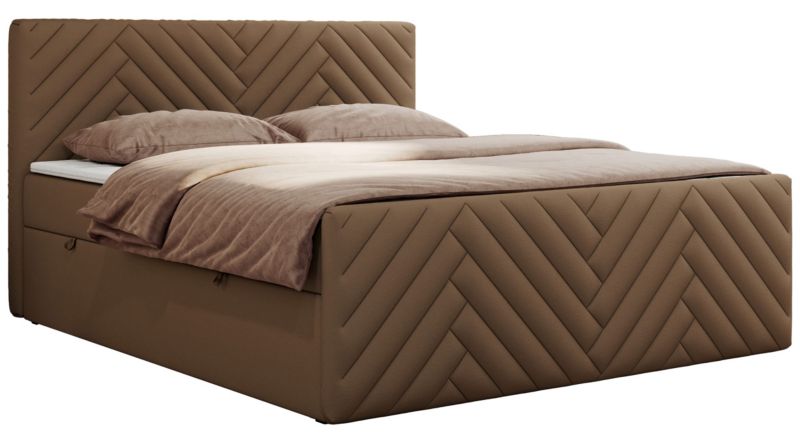 Łóżko kontynentalne MKS Meble PARIS DUO 180x200 H3 Brązowy ecoskóra 1szt.